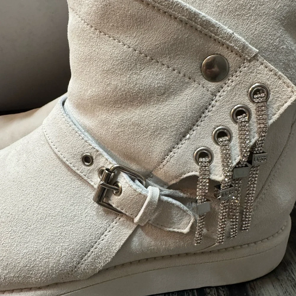 UGG Women's Karisa Everlasting Swarovski Glitter Charm Boots In White Size 10 - Picture 7 of 16